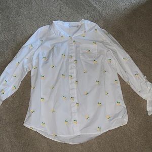 Lemon printed button up